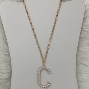 BaubleBar Gold & Pearl Letter C Necklace by Sugarfix
